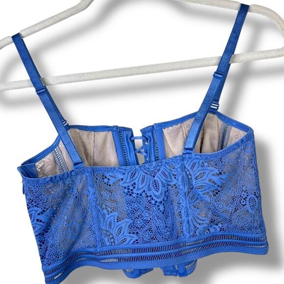 Victoria's Secret Y2K Periwinkle Very Sexy Lace-Up Unlined Corset Top Bralette - Picture 3 of 5